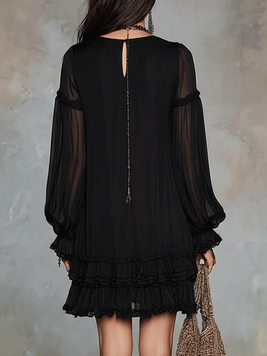 Women's Mini Dress | Tiered V-Neck Ruffled