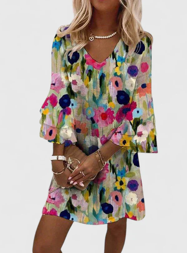 Women's Mini Sundress | Floral V-Neck