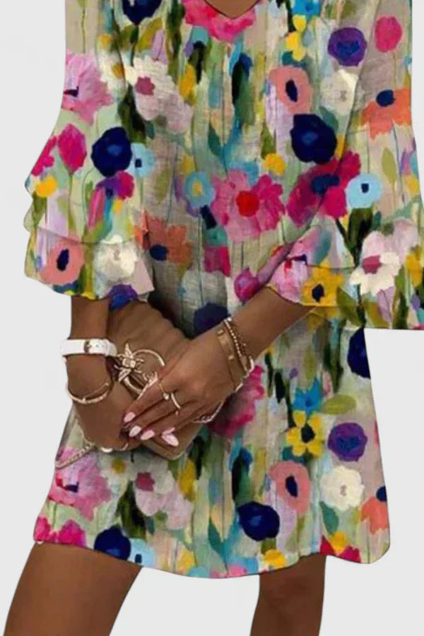 Women's Mini Sundress | Floral V-Neck