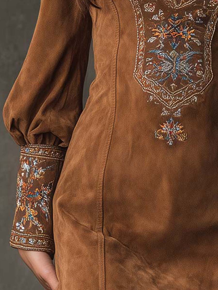 Women's Mini Sundress | Purple Embroidered