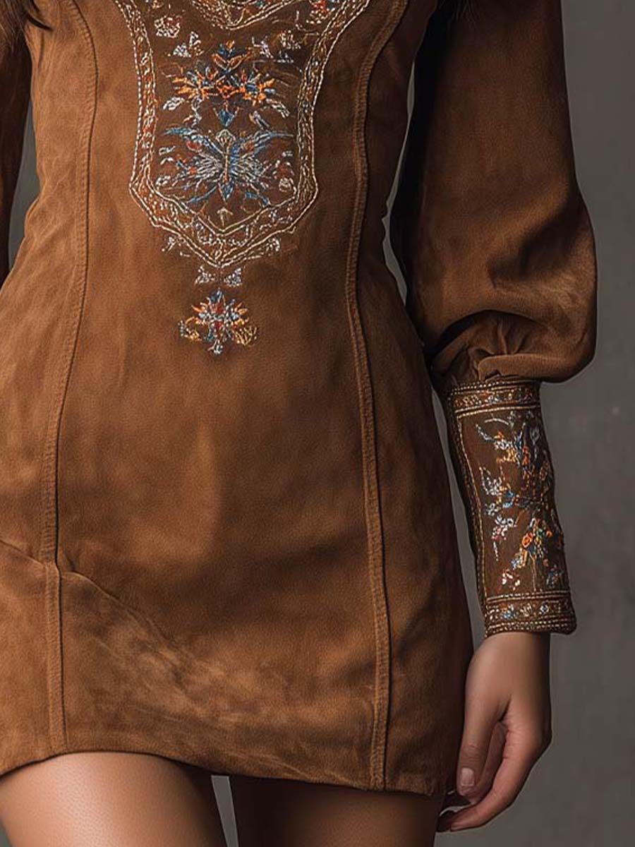 Women's Mini Sundress | Purple Embroidered