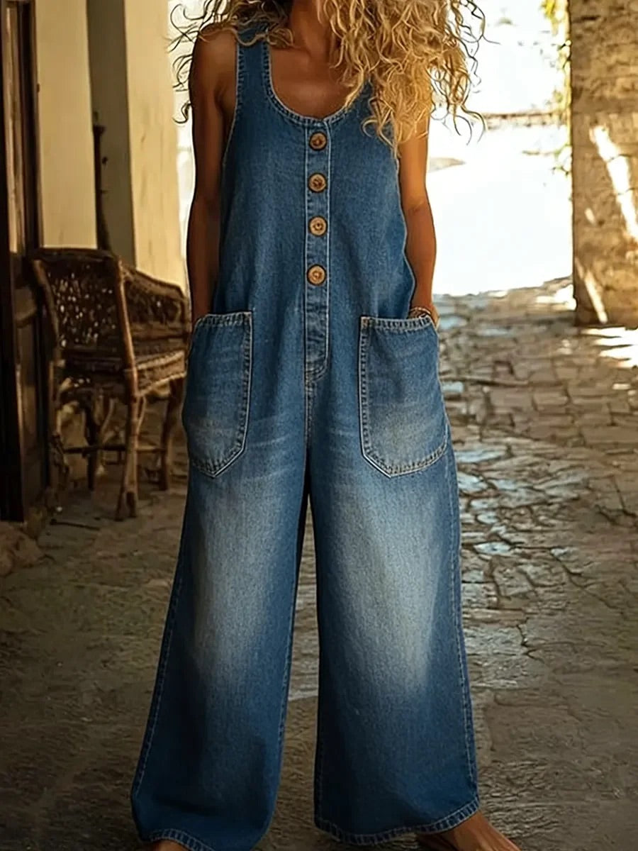 Women's Sleeveless Jumpsuit | Chambray Vintage
