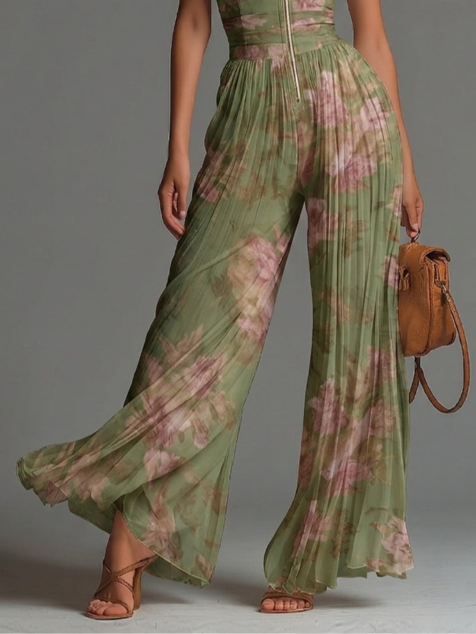 Women's Sleeveless Jumpsuit | Floral V-Neck