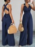 Women's Sleeveless Jumpsuit | V-Neck Draped