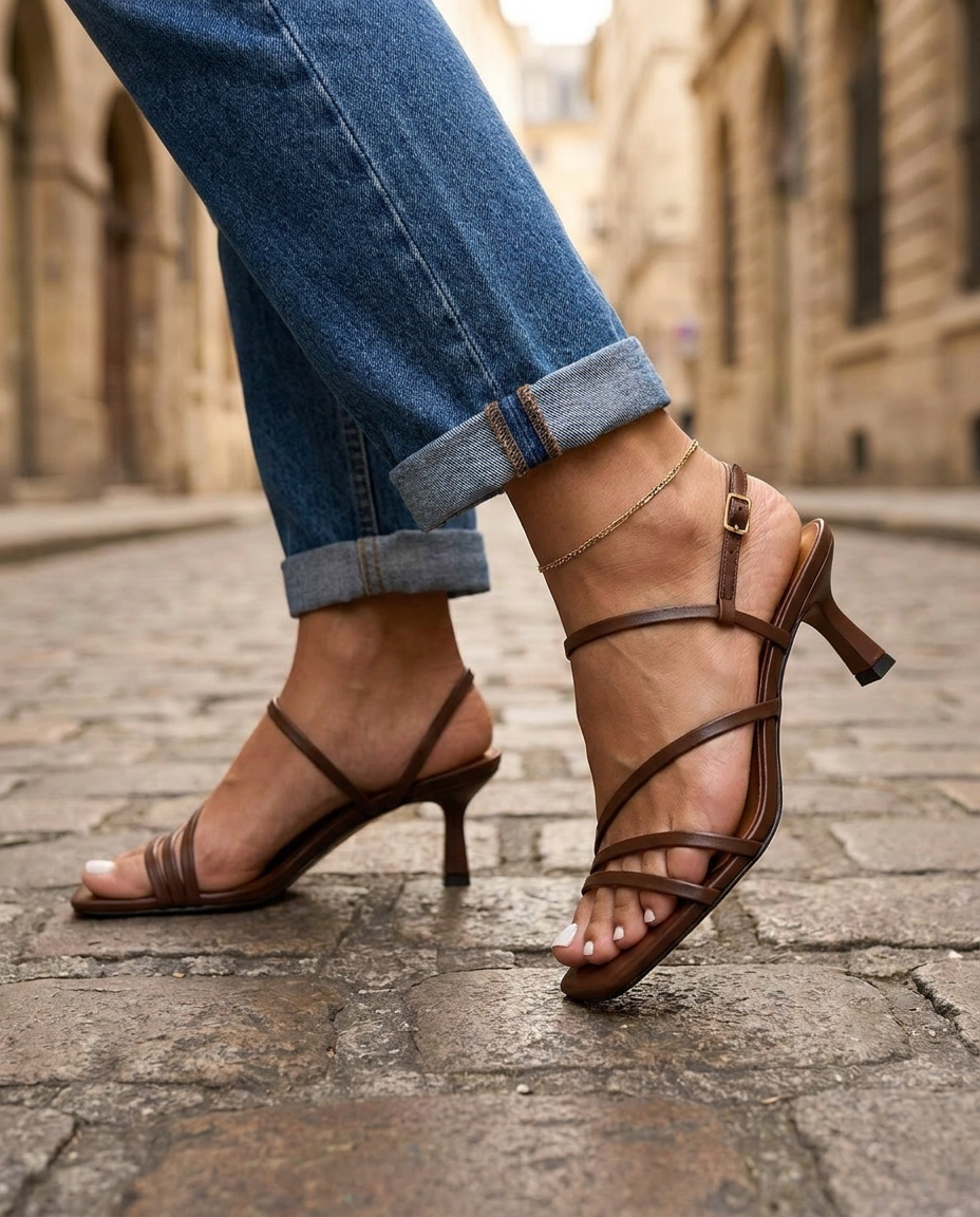 Women's Slingback Heels | Ankle-Strap Brown
