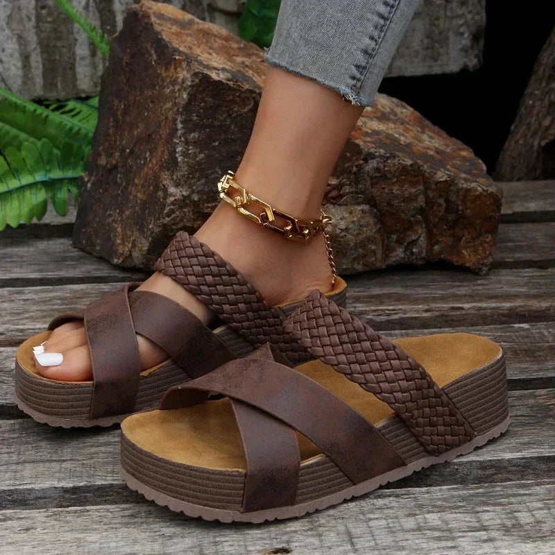 Women's Strappy Sandals | Platform Open-Toe Flat