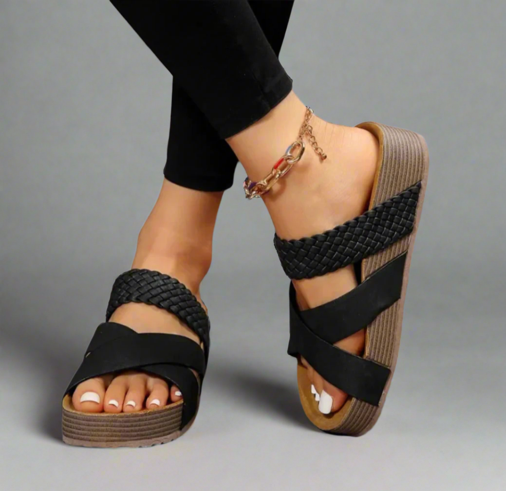 Women's Strappy Sandals | Platform Open-Toe Flat