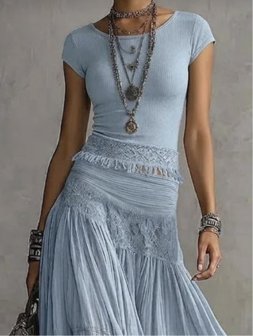 Women's Summer Blouse | Pleated Maxi Chiffon