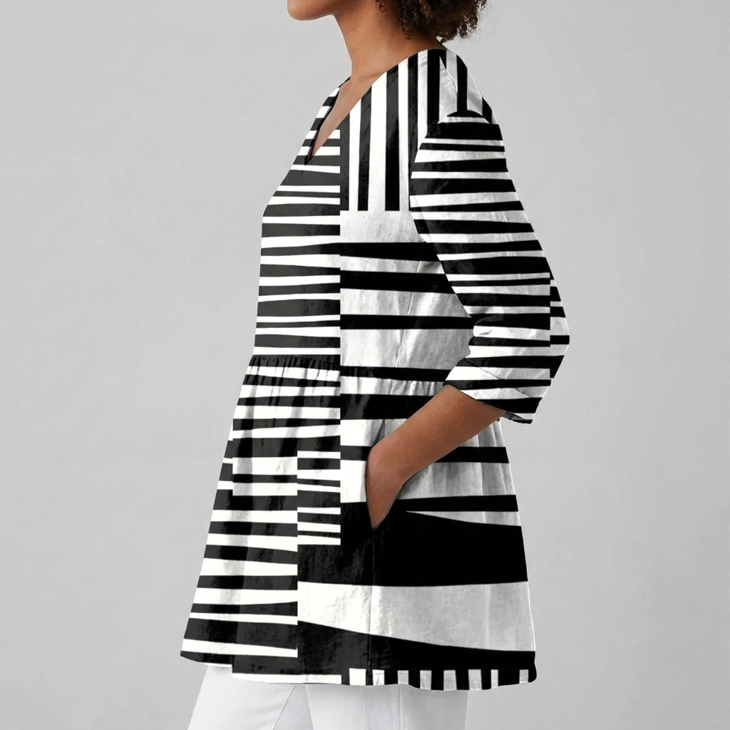 Women's Summer Blouse | V-Neck Draped Layerable