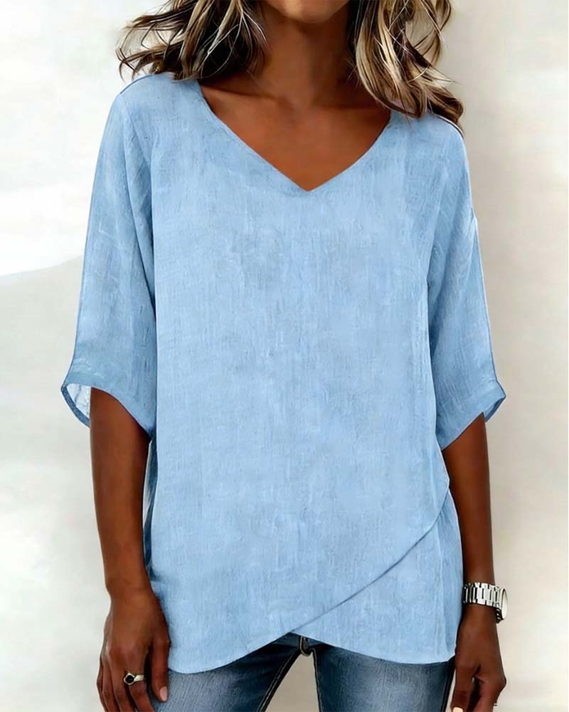 Women's Summer Blouse | V-Neck Linen