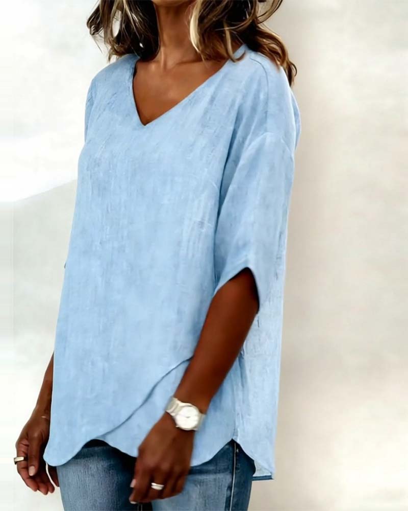 Women's Summer Blouse | V-Neck Linen