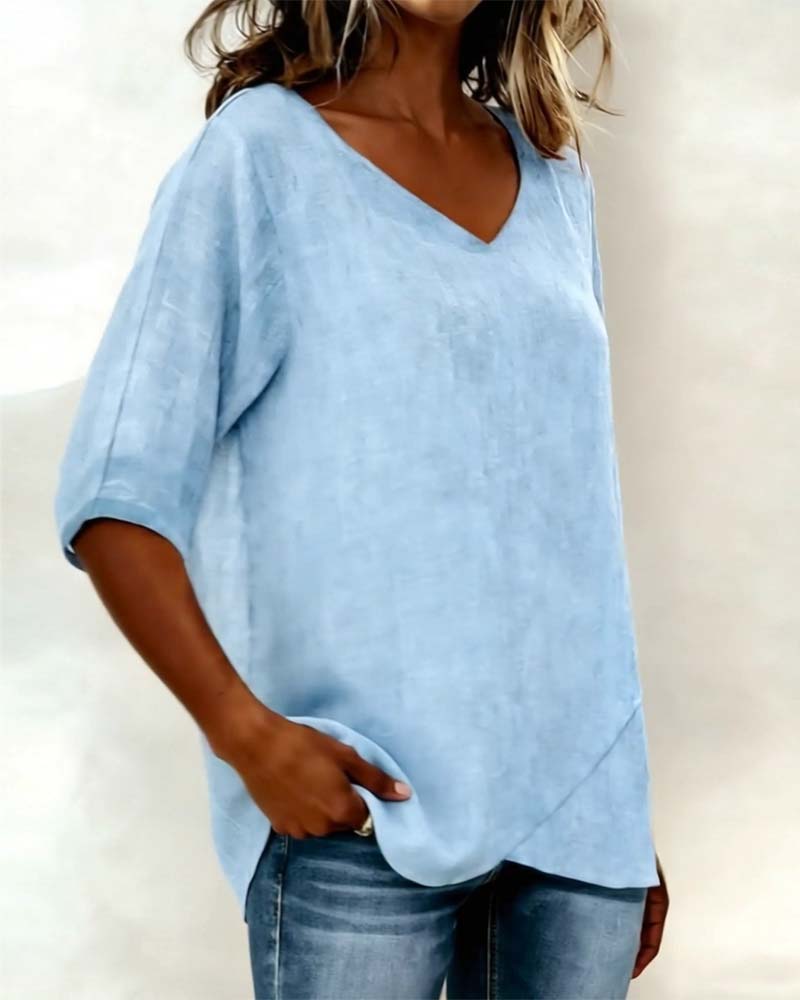 Women's Summer Blouse | V-Neck Linen