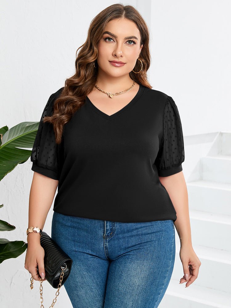 Women's Summer Blouse | V-Neck Puff-Sleeve