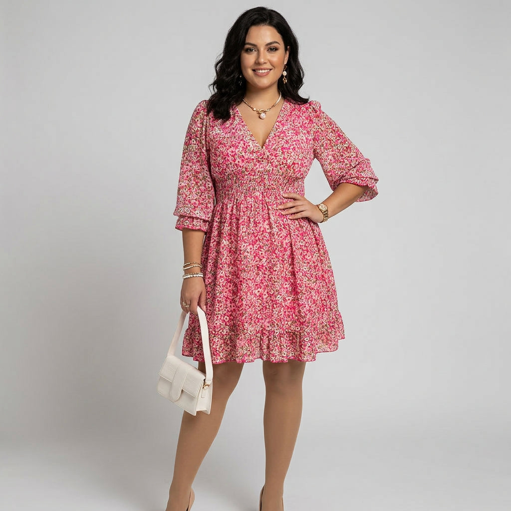Women's Summer Dress | Floral Puff-Sleeve Casual