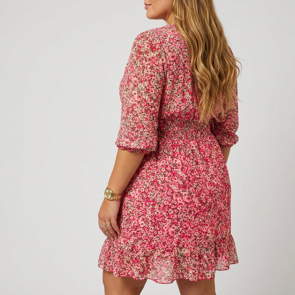 Women's Summer Dress | Floral Puff-Sleeve Casual