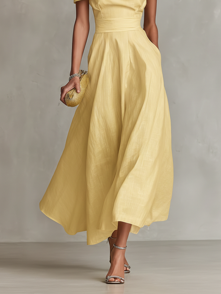 Women's Summer Dress | Linen-Blend One-Shoulder Casual