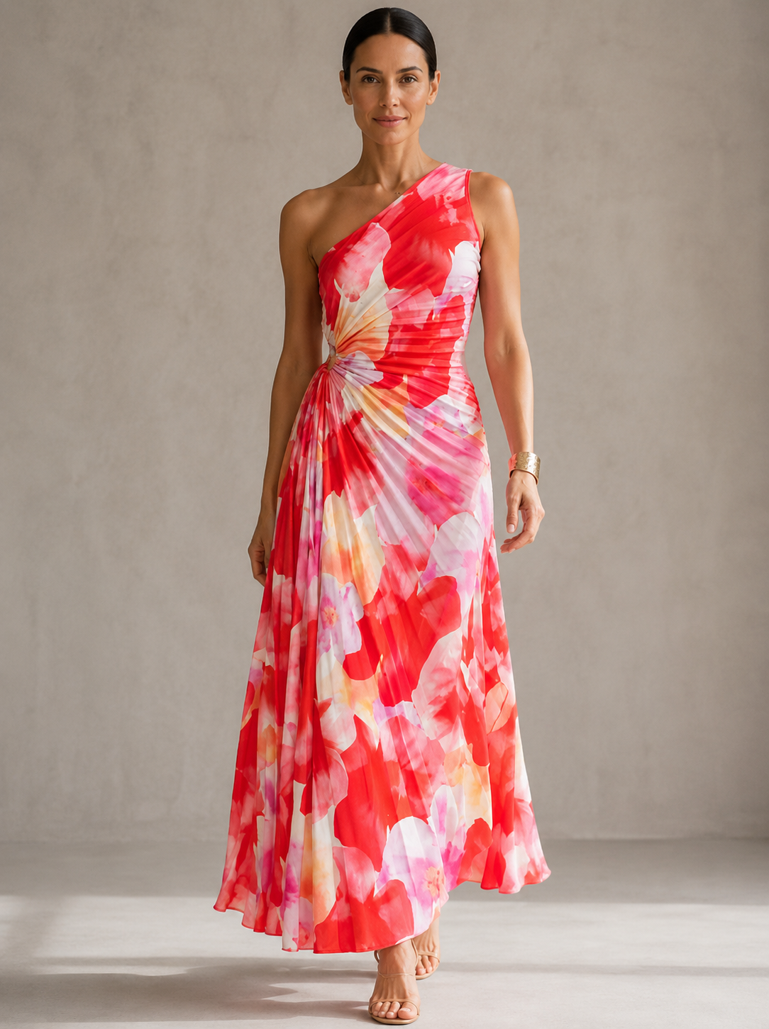 Women's Summer Dress | Pleated One-Shoulder Casual