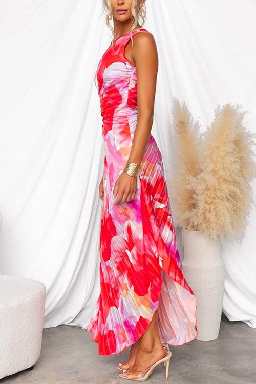 Women's Summer Dress | Pleated One-Shoulder Casual