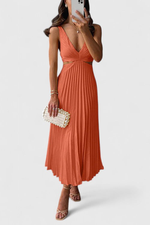 Women's Summer Dress | Pleated Sleeveless Casual