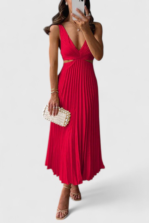 Women's Summer Dress | Pleated Sleeveless Casual