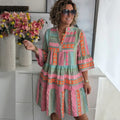 Women's Summer Dress | Printed V-Neck