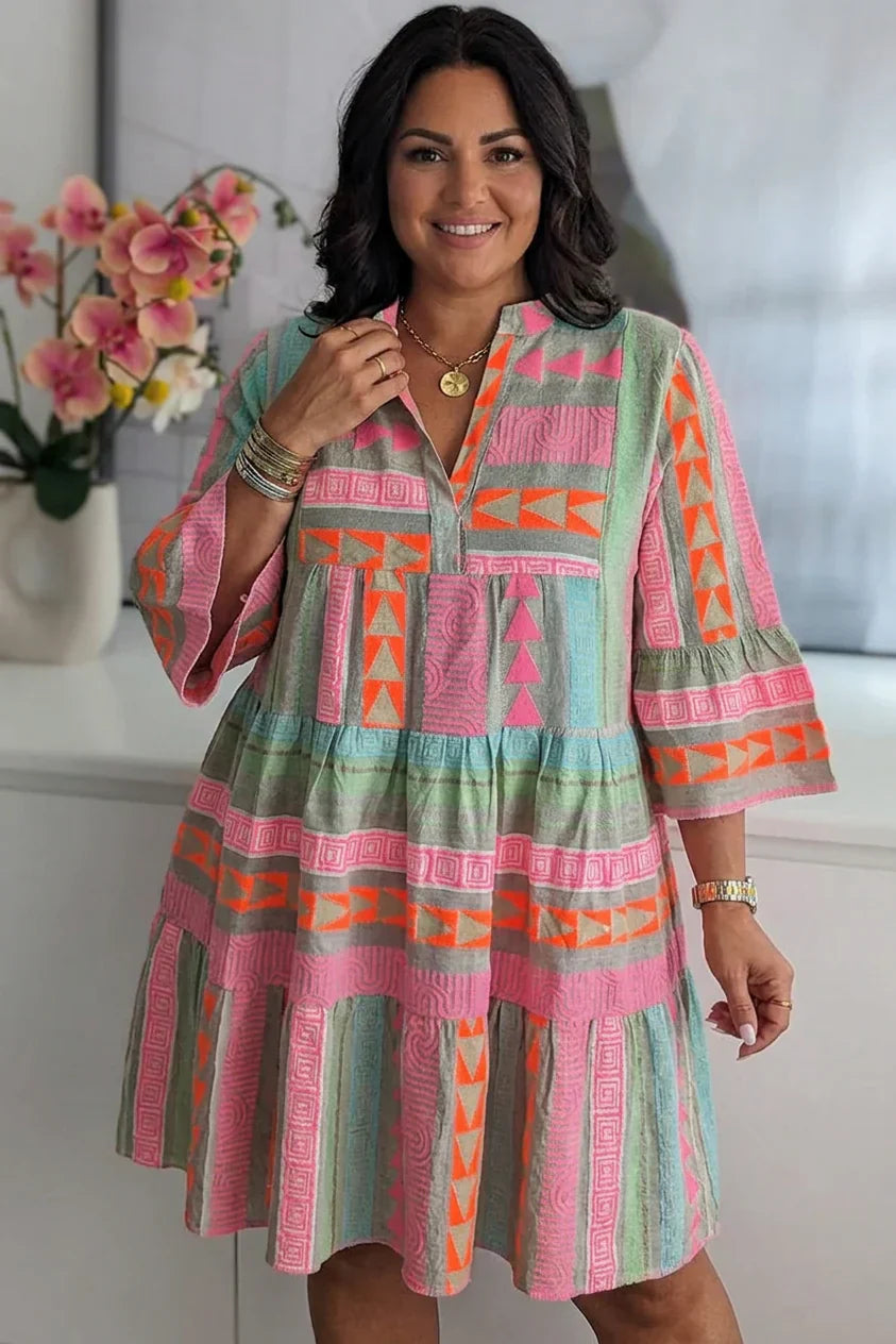Women's Summer Dress | Printed V-Neck