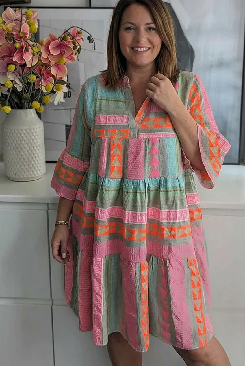 Women's Summer Dress | Printed V-Neck