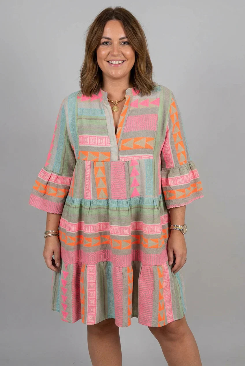 Women's Summer Dress | Printed V-Neck