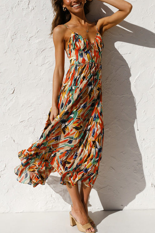 Women's Summer Dress | Printed V-Neck Slingback
