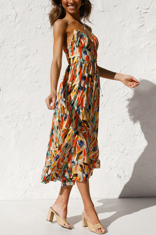 Women's Summer Dress | Printed V-Neck Slingback