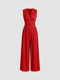 Women's Summer Jumpsuit | V-Neck Sleeveless Draped