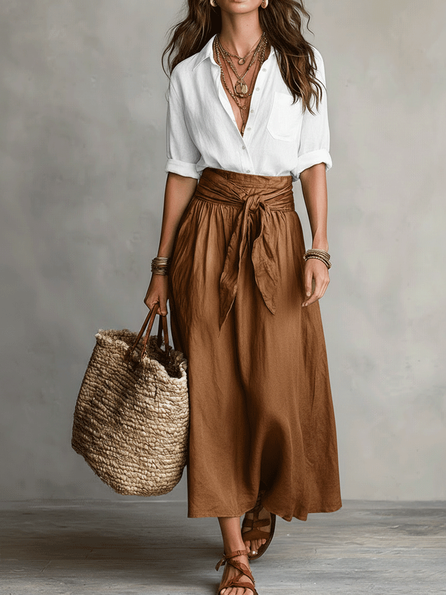 Women's Summer Skirt | Boho Flowy High-Waisted