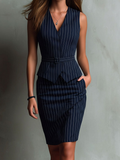 Women's Summer Skirt | Striped V-Neck
