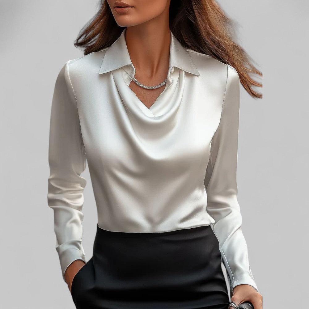Women's Summer Top | Cowl-Neck Long-Sleeve