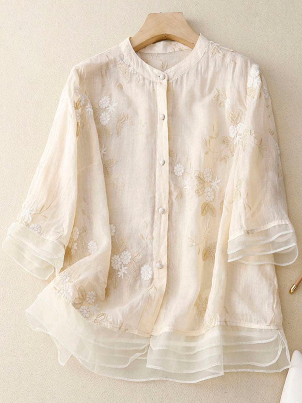Women's Summer Top | Floral Long-Sleeve