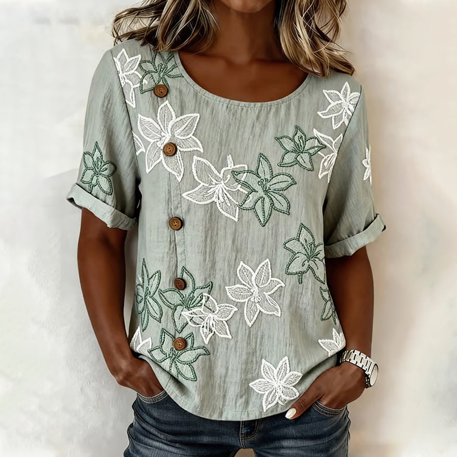 Women's Summer Top | Floral Short-Sleeve