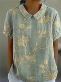 Women's Summer Top | Floral Short-Sleeve Pointed