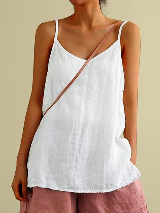 Women's Summer Top | Linen-Blend Strappy Casual