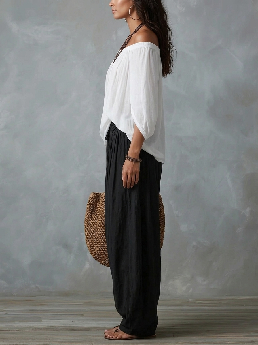 Women's Summer Top | Off-Shoulder Casual Flowy
