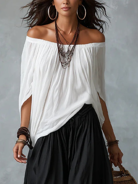 Women's Summer Top | Off-Shoulder Casual Flowy