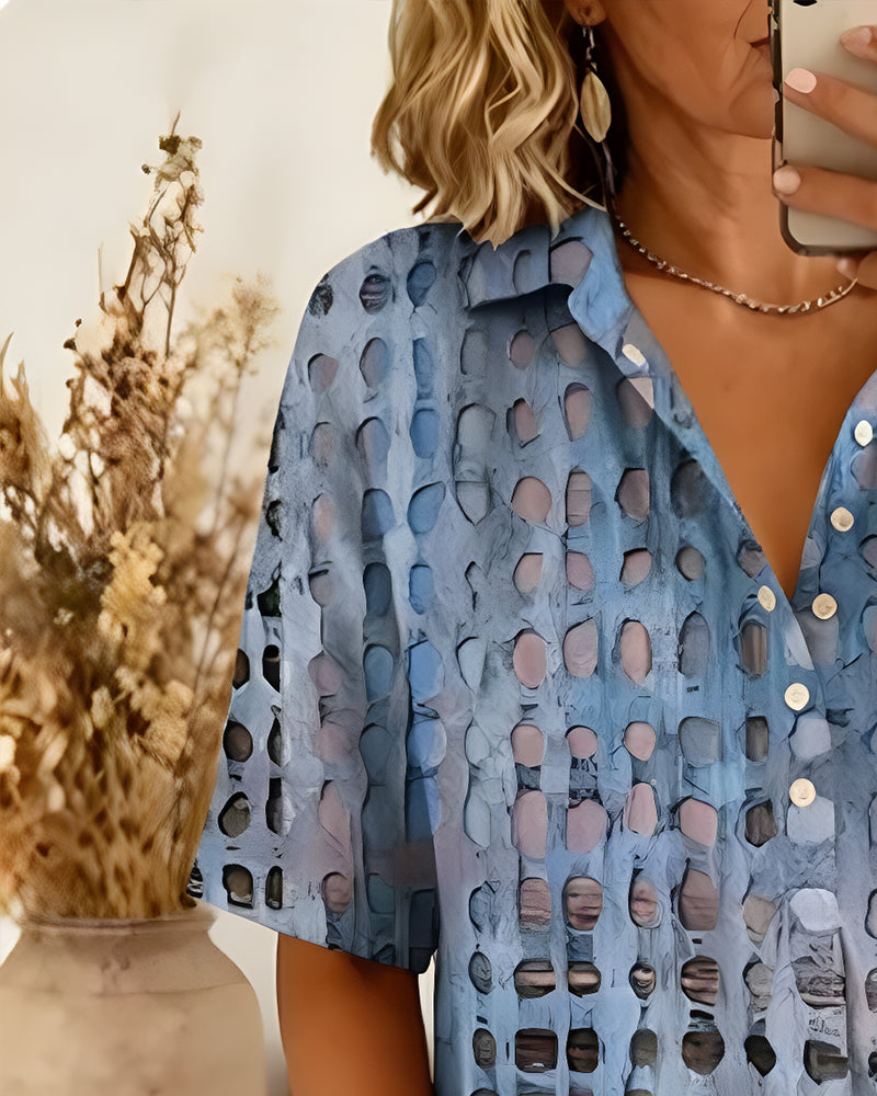 Women's Summer Top | Polka-Dot Short-Sleeve