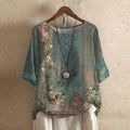 Women's Summer Top | Short-Sleeve Wide-Leg Chambray