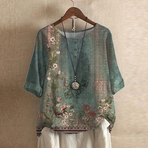 Women's Summer Top | Short-Sleeve Wide-Leg Chambray