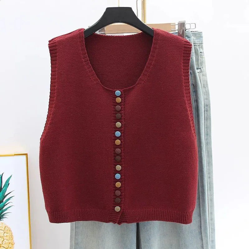 Women's Summer Top | Sleeveless Colour-button