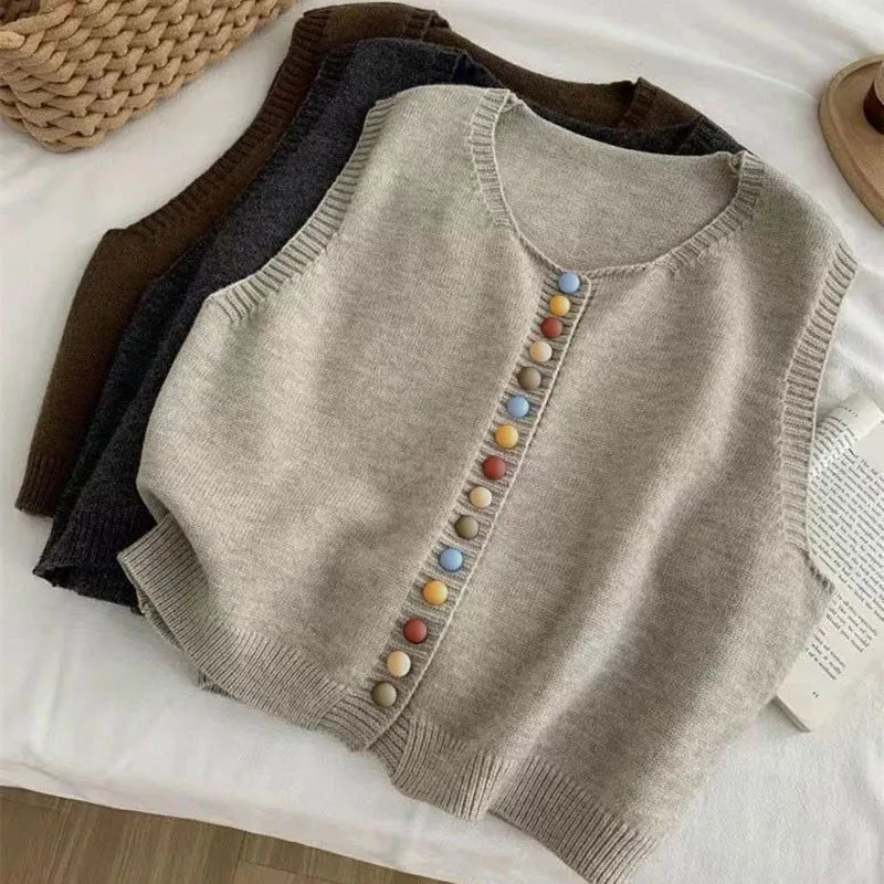 Women's Summer Top | Sleeveless Colour-button