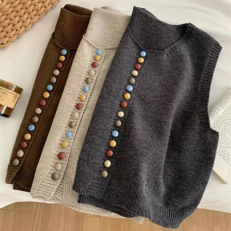 Women's Summer Top | Sleeveless Colour-button