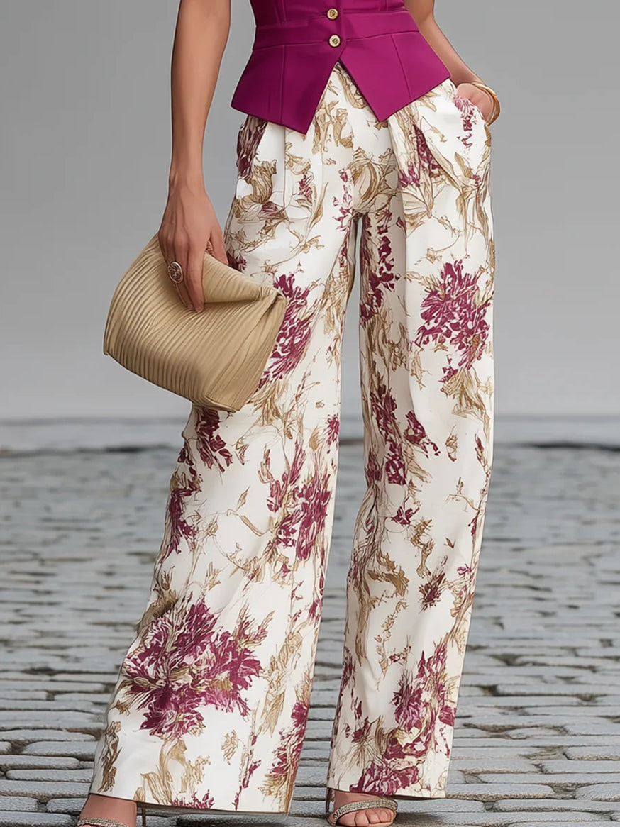 Women's Summer Trousers | Floral Sleeveless