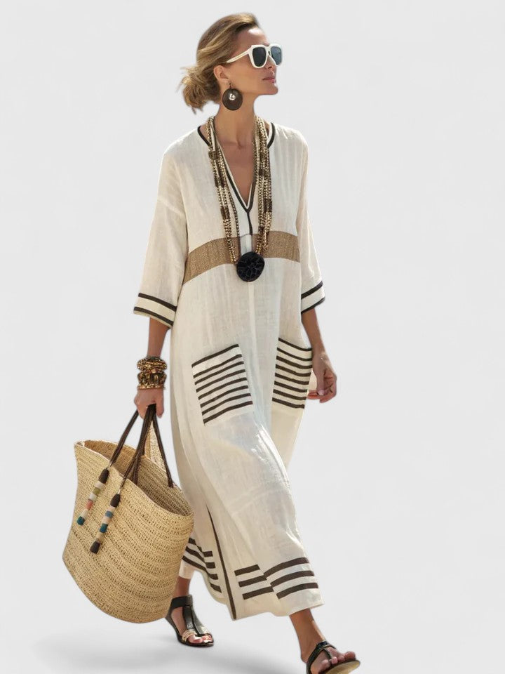 Women's Sundress | Striped V-Neck Floor-Length