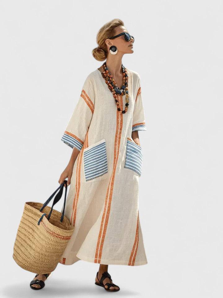 Women's Sundress | Striped V-Neck Floor-Length