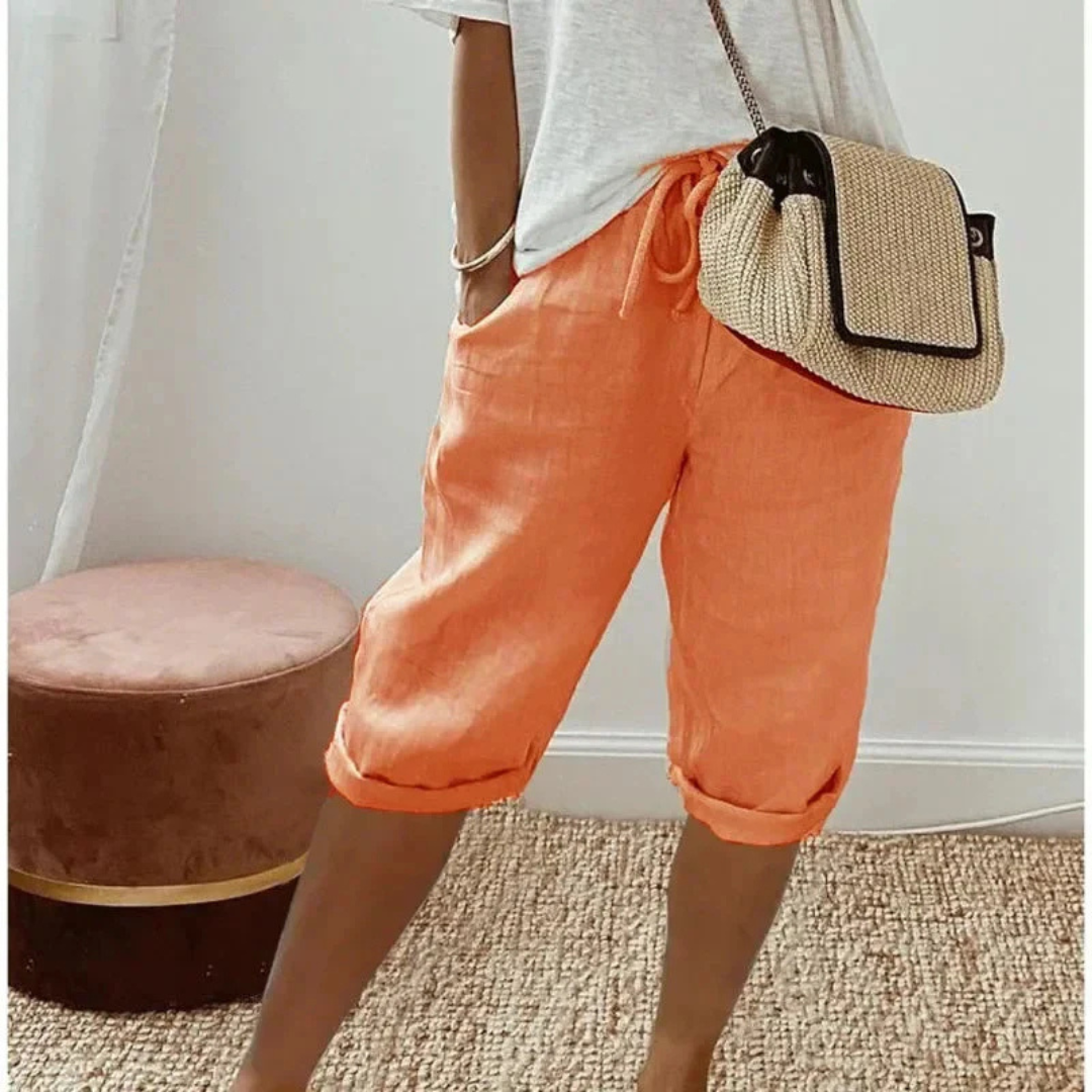 Women's Tailored Shorts | Linen-Blend High-Waisted Casual